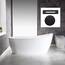 WOODBRIDGE 170 cm freistehende weiße Acryl-Badewanne mit mattschwarzem Abfluss und Überlauf, BTA1508-MB-Drain &O