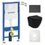 Lavita Duofix Basic Vorwandelement + Wand Tiefspül WC Brava Schwarz Tornado Spülsystem + WC Sitz mit Absenkautomatik + Bedienplatte Delta 25 Schwarzer Knopf Komplettset Unterputz Toilette WC