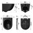 Rainsworth Wand WC Spülrandlos - Hänge Toilette Kraftvolle Spülung, mit effizienter Spültechnik, Kloschüssel inklusive WC-Sitz mit Absenkautomatik und Schnellspanner, Schwarz, 48,5 cm