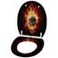 Sanilo WC Sitz mit Absenkautomatik & Schnellverschluss, Toilettendeckel per Knopfdruck abnehmbar, einfache Montage von oben (Totenkopf in Flammen)