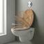 SINOBATH WC-Sitz mit Absenkautomatik, O-Form aus Stabilem MDF, Toilettendeckel mit Edelstahlscharnieren, Soft-Close & Geräuschlos, Holz-Optik