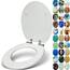 SANFINO® Premium WC Sitz mit Absenkautomatik – hochwertige Toilettendeckel aus Holz, viele bunte Motive, hoher Sitzkomfort, einfache Montage inklusive Montageanleitung – "Pearly"