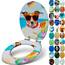 SANFINO® Premium WC Sitz mit Absenkautomatik – hochwertige Toilettendeckel aus Holz, viele bunte Motive, hoher Sitzkomfort, einfache Montage inklusive Montageanleitung – "Sunny Dog"
