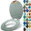 SANFINO® Premium WC Sitz mit Absenkautomatik – hochwertige Toilettendeckel aus Holz, viele bunte Motive, hoher Sitzkomfort, einfache Montage inklusive Montageanleitung – "Grey Splash II"
