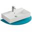 Aqua Bagno Waschbecken 70 cm eckig, Aufsatzwaschbecken mit Hahnloch & Überlauf, modernes Waschbecken Bad aus Keramik, weiß Hochglanz, dünner Rand, wandhängender Waschtisch für Badezimmer