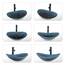 YU YUSING Waschbecken Glas Aufsatzwaschbecken Waschtisch, Oval Hand Waschschale mit Wasserhahn Set, Waschplätze für Badezimmer Küche Gäste WC, Modern Dunkelblau