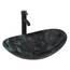 YU YUSING Waschbecken Glas Aufsatzwaschbecken Oval mit Wasserhahn Set, Waschtisch für Badezimmer Küche Gäste WC, Modern Dunkelgraue Textur, 53x35x15,5 cm