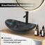 YU YUSING Waschbecken Glas Aufsatzwaschbecken Oval mit Wasserhahn Set, Waschtisch für Badezimmer Küche Gäste WC, Modern Dunkelgraue Textur, 53x35x15,5 cm