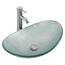 YU YUSING Aufsatzwaschbecken Waschbecken Glas Waschtisch, Oval Hand Waschschale mit Wasserhahn Set, Waschplätze für Badezimmer Bad Küche Gäste WC, Modern Silber,53 x 35 x 16 cm