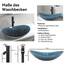 YU YUSING Waschbecken Glas Aufsatzwaschbecken Waschtisch, Oval Hand Waschschale mit Wasserhahn Set, Waschplätze für Badezimmer Küche Gäste WC, Modern Dunkelblau