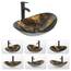 YU YUSING Waschbecken Glas Aufsatzwaschbecken Waschtisch, Oval Hand Waschschale mit Wasserhahn Set, Waschplätze für Badezimmer Küche Gäste WC, Modern Golden, 53.3x35x16 cm