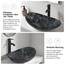 YU YUSING Waschbecken Glas Aufsatzwaschbecken Oval mit Wasserhahn Set, Waschtisch für Badezimmer Küche Gäste WC, Modern Dunkelgraue Textur, 53x35x15,5 cm