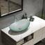 YU YUSING Aufsatzwaschbecken Waschbecken Glas Waschtisch, Oval Hand Waschschale mit Wasserhahn Set, Waschplätze für Badezimmer Bad Küche Gäste WC, Modern Silber,53 x 35 x 16 cm
