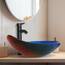 YU YUSING Waschbecken Glas Waschtisch Aufsatzwaschbecken, Waschplätze 55x36.5x13.5cm Waschschale mit Wasserhahn Set für Badezimmer Küche Gäste WC, Modern Mehrfarbig, Muschelform Becken