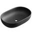 Planetmöbel Aquil Deluxe Waschbecken Oval | Aufsatzwaschbecken für Badezimmer und Gäste-WC | Handwaschbecken ohne Hahnloch und Überlauf | Schwarz matt, 60 x 40 x15 cm