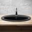 ML-Design Waschbecken aus Keramik in Schwarz matt 57x48,5x19,5 cm Oval, Einbauwaschbecken mit Überlauf, Aufsatzwaschbecken Einbauwaschtisch Waschschale Handwaschbecken, für Badezimmer/Gäste WC
