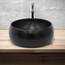 ML-Design Waschbecken aus Keramik in Schwarz matt Ø 400 x 155 mm, Runde Aufsatzwaschbecken, Moderne Waschtisch, Waschschale mit Abflussloch, Waschplatz Handwaschbecken, für Badezimmer/Gäste-WC