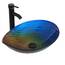 YU YUSING Waschbecken Glas Waschtisch Aufsatzwaschbecken, Waschplätze 55x36.5x13.5cm Waschschale mit Wasserhahn Set für Badezimmer Küche Gäste WC, Modern Mehrfarbig, Muschelform Becken