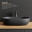 Planetmöbel Aquil Deluxe Waschbecken Oval | Aufsatzwaschbecken für Badezimmer und Gäste-WC | Handwaschbecken ohne Hahnloch und Überlauf | Schwarz matt, 60 x 40 x15 cm