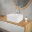 ML-Design Waschbecken Keramik Weiß 39x39x15 cm Quadratisch mit Ablaufgarnitur, Moderne Aufsatzwaschbecken, Design Waschtisch Aufsatz-Waschschale Waschplatz Handwaschbecken, für das Badezimmer/Gäste-WC