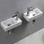 Wandaufhängendes Waschbecken, kleines Waschbecken, rechteckig, Keramik, linke Hand, mit Wasserhahn und Ablauf (Art Deco)