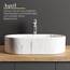 Planetmöbel Aquil Elegant Waschbecken Oval | Aufsatzwaschbecken für Badezimmer und Gäste-WC | Handwaschbecken ohne Hahnloch und Überlauf | Marmor Weiß, 55 x 34 x 14 cm