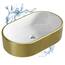 Planetmöbel Aquil Elegant Waschbecken Oval | Aufsatzwaschbecken für Badezimmer und Gäste-WC | Handwaschbecken ohne Hahnloch und Überlauf | Gold Weiß, 55 x 34 x 14 cm