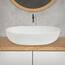 ECD Germany Design Waschbecken Waschtisch 600 x 420 x 145 mm aus Keramik Weiß - Aufsatzbecken Aufsatzwaschbecken Handwaschbecken Aufsatzwaschtisch Spülbecken Wasserfall Waschschale Waschschüssel