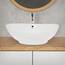 ECD Germany Waschbecken Waschtisch 590x390x200 mm Weiß aus Keramik Oval - Aufsatzbecken Aufsatzwaschbecken Handwaschbecken Aufsatzwaschtisch Spülbecken Becken Wasserfall Waschschale Waschschüssel