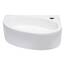 aquaSu® Handwaschbecken Liam 42 cm | Eck-Waschtisch mit Hahnloch | Kleines Hänge-Waschbecken rund | Wand- oder Aufsatzmontage | 42 x 29 cm | Sanitärkeramik in weiß | 56218 8