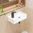Eridanus Wand-Waschbecken Rechteckig aus Keramik Weiß - Linksseitiger Wasserhahn für Waschtisch, Toiletten - Modern zum Aufstellen auf kleinem Badezimmerschrank