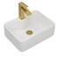 Dcolora DC-SFDOE00084 Waschbecken, rechteckiges Porzellan-Keramik-Waschbecken, kleines Waschbecken mit goldfarbenem Zubehör, 30,5 x 40,6 x 12,7 cm, Weiß