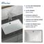 Sarlai Waschbeckenunterbau – 47 cm, reinweiß, rechteckig, Unterbauspüle, Porzellan, Keramik, Waschtisch, Waschbecken