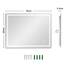 Dripex Badezimmerspiegel Wandspiegel LED Badspiegel mit Beleuchtung mit Touch-Schalter Beschlagfrei Kaltweiß 6400K Energiesparend Lichtspiegel 50x70 cm
