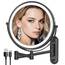 Rocollos Wiederaufladbarer beleuchteter MakeupSpiegel, Chrom, Kosmetikspiegel mit 3 Farblichtern, dimmbarer Touchscreen, 20,3 cm LED, doppelseitig, 1fach10fache Vergrößerung (Schwarz, 1X/10X)