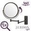 Jerdon Zweiseitiger Make-up-Spiegel zur Wandmontage, Make-up-Spiegel mit 5-facher Vergrößerung und Wandhalterung, 20,3 cm Durchmesser, Wandhalterung, Modell JP7506BZ