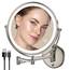 Rocollos 22,9 cm großer beleuchteter Make-up-Spiegel, zur Wandmontage, groß, doppelseitig, 1 x / 10 x Vergrößerung, 3 Farben, LED-Schminkspiegel, Touch-dimmbar, 360° drehbar, beleuchtet für Badezimmer