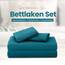 Utopia Bedding 4 Teilige Bettlaken Set 150x200 cm, Denim Blau - Polyester Microfaser, Oeko-Tex Zertifiziert, 1 Spannbettlaken 150x200 cm, 1 Bettlaken 266x259 cm und 2 Kissenbezüge 50x75 cm