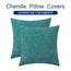 CaliTime Gemütliche Kissenbezüge für Couch, Sofa, Heimdekoration, einfarbig, weiches Chenille, 50 x 50 cm, Blaugrün, 2 Stück