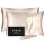2er Set Seide Kissenbezug mit Reißverschluss Maulbeerseide Queen Size Anti-Akne Seide Kissenbezug für Haar und Haut Natürliche Seidensatin Kissenbezüge Geschenk für Damen Herren Beige