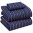 RUVANTI Bettlaken-Set aus 100 % Baumwolle, atmungsaktive Perkal-Webart, 40,6 cm tiefe Taschen, Hotelstandard, angenehm kühl, langlebig, gestreift, Einzelbett XL, 3-teilig, Nautisch