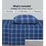 RUVANTI 100% Baumwolle, 3-teiliges Flanell-Bettlaken-Set, Doppelbett, Tiefe Tasche, warm, super weich, atmungsaktiv, feuchtigkeitsableitend, Spannbetttuch, 1 Kissenbezug – Blau kariert