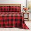 Great Bay Home Flanell-Bettwäsche-Set, Queen-Size-Größe, 100 % türkische Baumwolle, doppelt gebürstet, bedruckt, ultraweich, gemütlich, 4-teiliges Bettwäsche-Set (Büffelkaro, Rot/Schwarz)