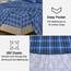 Ruvanti 4-teiliges Flanell-Bettwäsche-Set aus 100 % Baumwolle mit tiefen Taschen, warm, superweich, atmungsaktiv, Spannbetttuch und 2 Kissenbezügen (California King Size, Blue Plaid)