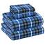 Ruvanti 4-teiliges Flanell-Bettwäsche-Set aus 100 % Baumwolle mit tiefen Taschen, warm, superweich, atmungsaktiv, Spannbetttuch und 2 Kissenbezügen (California King Size, Blue Plaid)