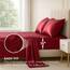 Satin Sheets California King [4-teilig, Burgunderrot] Luxuriöses seidiges Bettlaken-Set, extra weiches 1800 Mikrofaser, knitterfrei, farbecht, schmutzabweisend, tiefes Spannbetttuch, Bettlaken