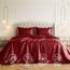 Pure Bedding Satin-Bettlaken, 4-teilig, Burgunderrot, Hotel-Luxus-Bettlaken, extra weiches 1800 Mikrofaser-Bettlaken-Set, knitterfrei, verblasst Nicht, Bettlaken, Kissenbezüge