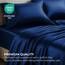 Satin-Bettlaken, 4-teilig, Marineblau, luxuriös, seidig, extra weiche 1800 Mikrofaser, knitterfrei, farbecht, schmutzabweisend, tiefes Spannbetttuch, Bettlaken, Kissenbezüge