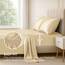 Satin-Bettlaken, 4-teilig, Elfenbein, luxuriös, seidige Hotel-Bettwäsche, extra weiches 1800 Mikrofaser, knitterfrei, farbecht, schmutzabweisend, tiefes Spannbetttuch, Bettlaken, Kissenbezüge