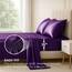 Pure Bedding Satin-Spannbettlaken, Doppelbett, 3-teilig, violett, luxuriös, schmutzabweisend – Spannbettlaken mit tiefen Taschen, Bettlaken und Kissenbezügen